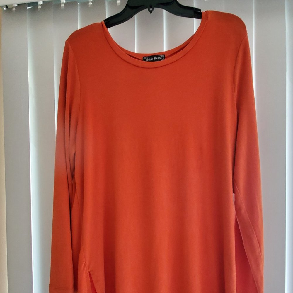 Dark Orange Women's Long Sleeve Tunic